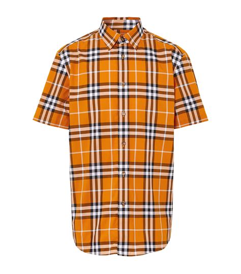 burberry cotton orange shirt set with shorts|Check Cotton Shirt in Sand .